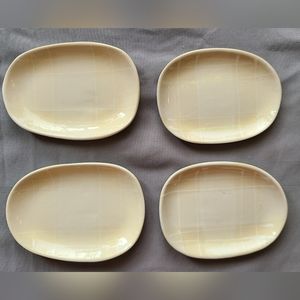 Pottery Wonki Ware Handmade large sushi salsa white checker (4)